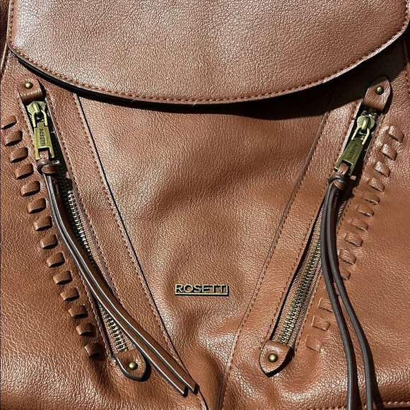 Rosetti Brown Leather Backpack with Zipper Details main image 4
